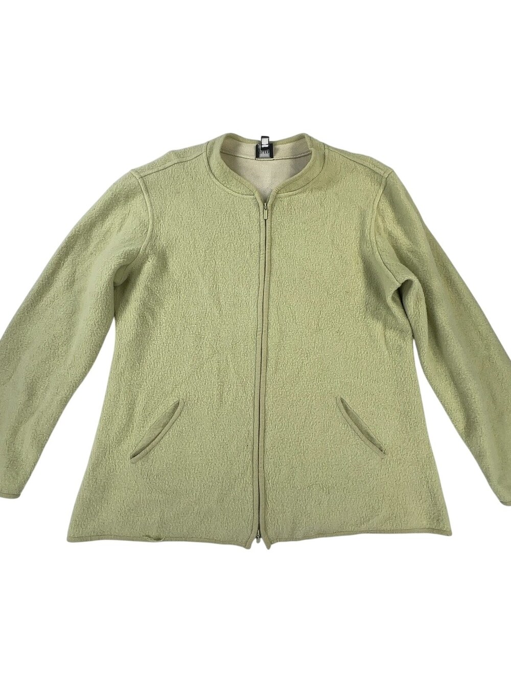 Eileen Fisher Full Zip Jacket Lambswool Cotton Light Green Size XL